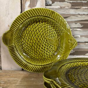 Fiske tallerken grøn sarreguemines