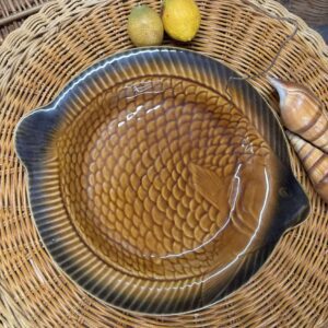 Fiske tallerken Sarreguemines france brun