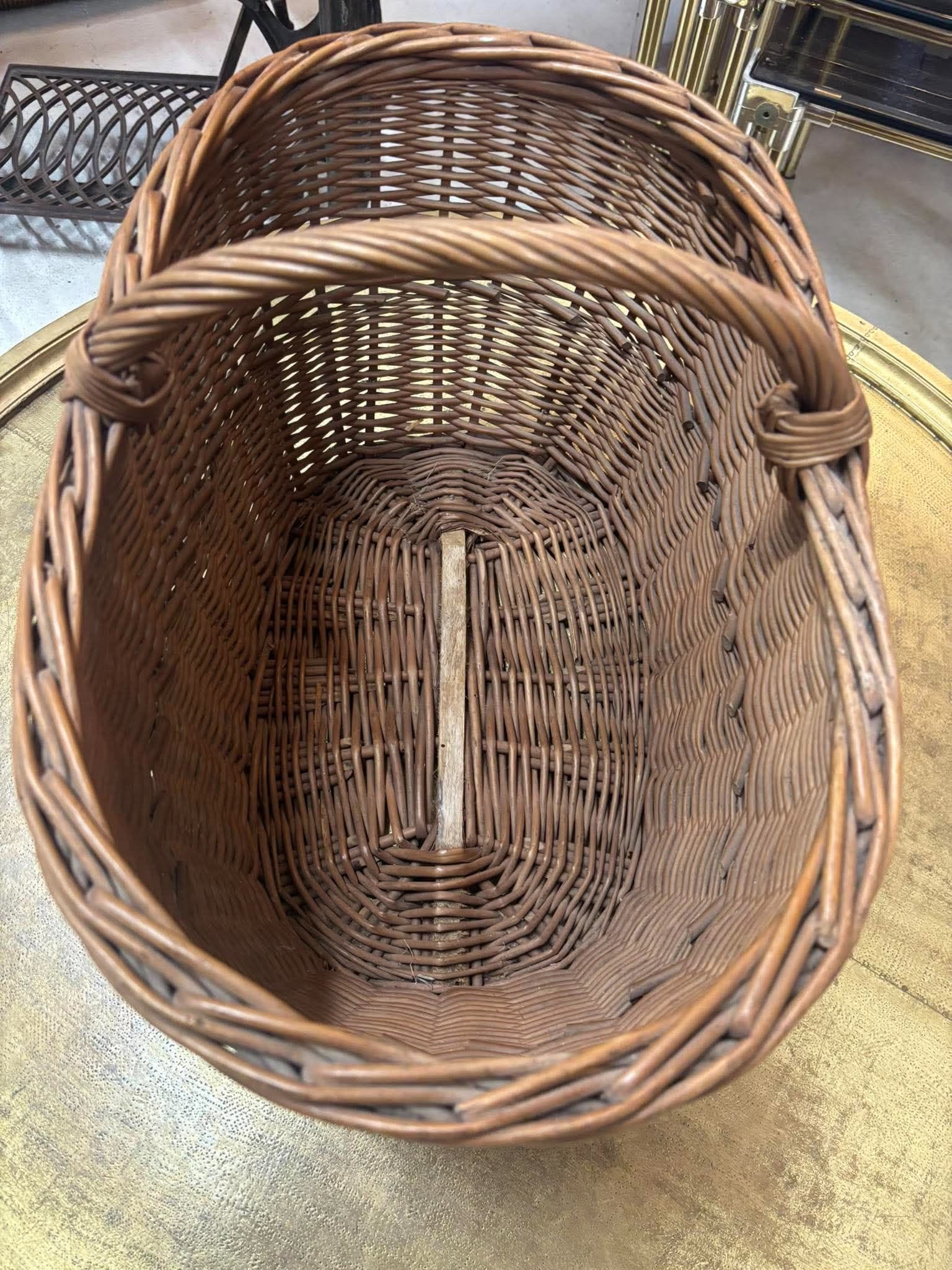 Gammel fransk vindrue-flettekurv fra Champagne, 45 cm (4) – billede 2