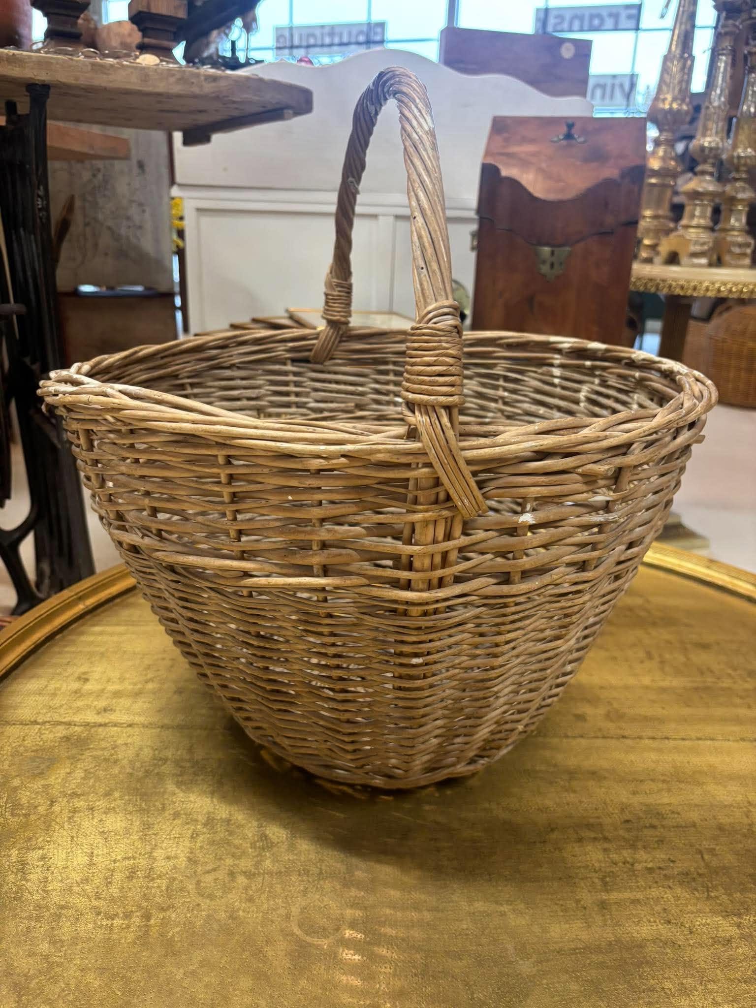 Gammel fransk flettekurv med håndtag, 43 cm (1) – billede 3