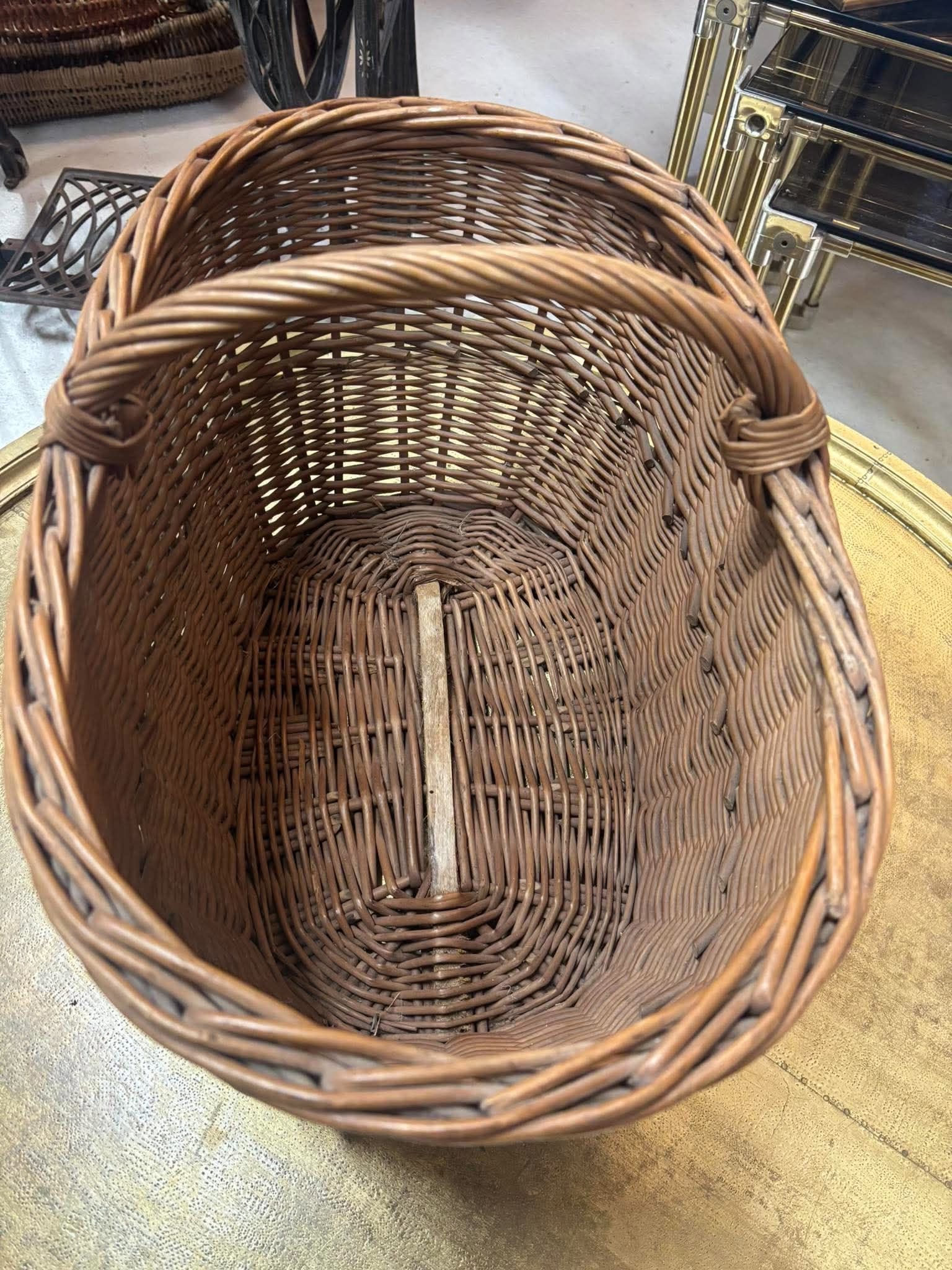 Gammel fransk vindrue-flettekurv fra Champagne, 45 cm (4) – billede 4