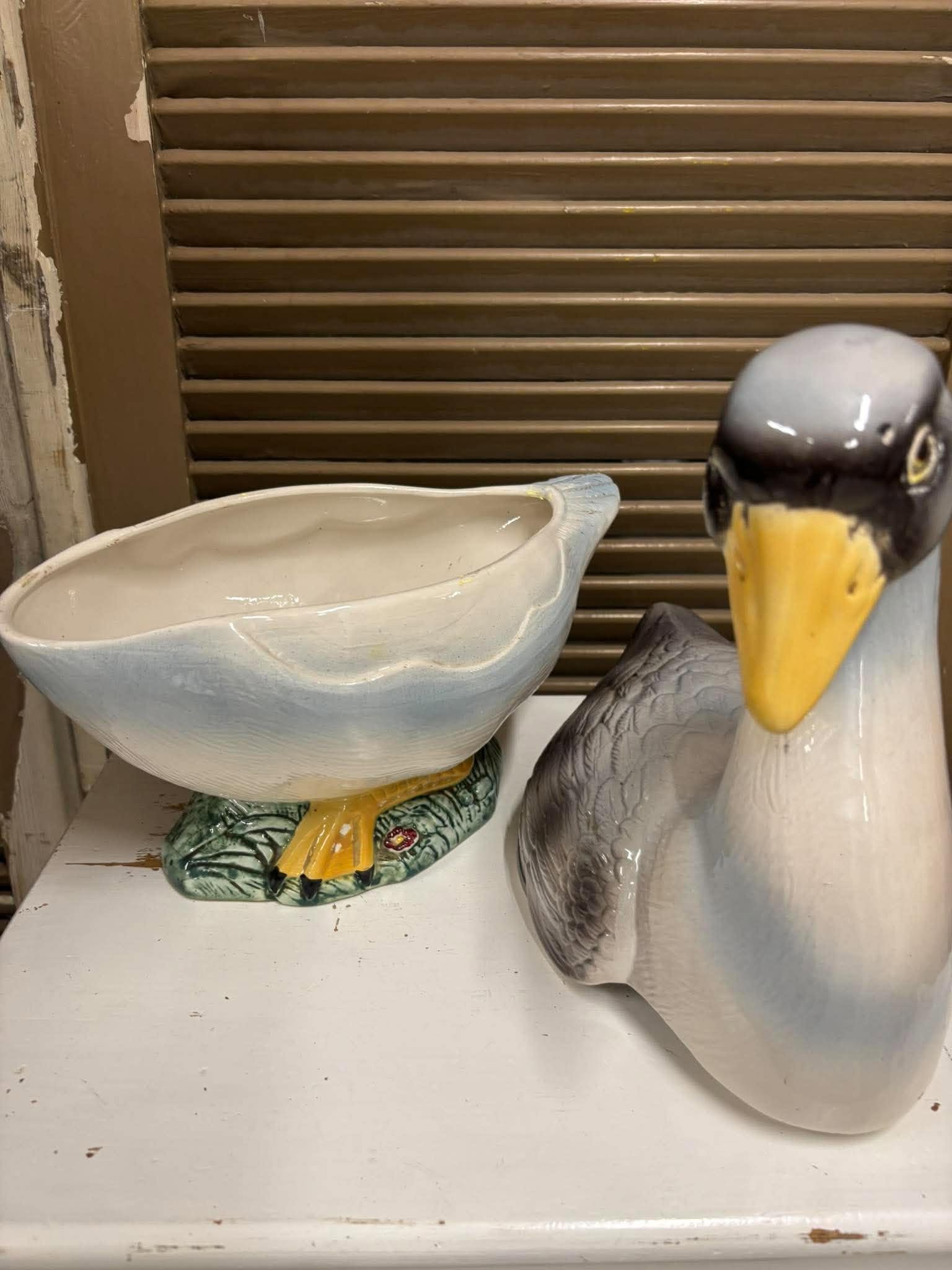 Stor majolika-terrine formet som gås, 41 cm – billede 3